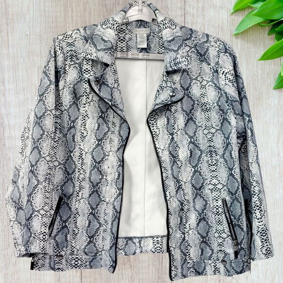 Multiples Jacket Womens Sz 1X Python Animal Snake Print Open Front Zipper Detail - Picture 1 of 12
